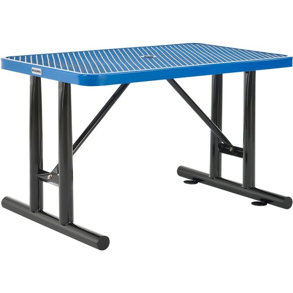 Global Industrial 4' Rectangular Expanded Metal Outdoor Table, Blue 277550BL